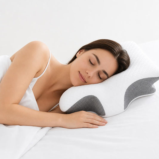 Persona durmiendo cómodamente con soporte cervical